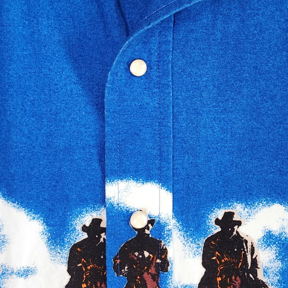 Wrangler Western Shirt Mens XL Red Blue Cowboy Horse Graphic Sleeveless Vintage - Picture 7 of 7
